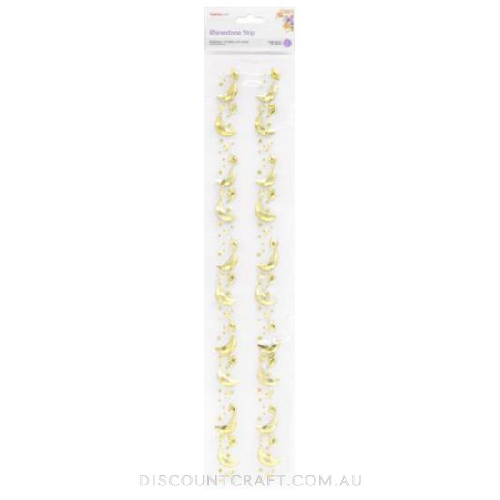 Rhinestone Borders 18mm 30cm 2 Strips - Gold Moons - Discount Craft