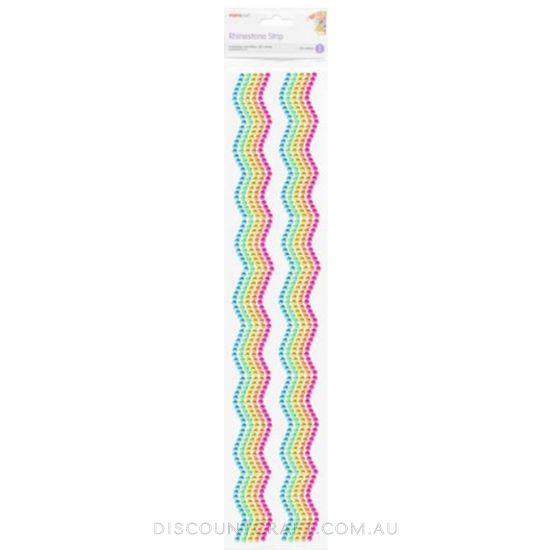 Rhinestone Borders 24mm 28cm 2 Strips - Rainbow Zig Zags