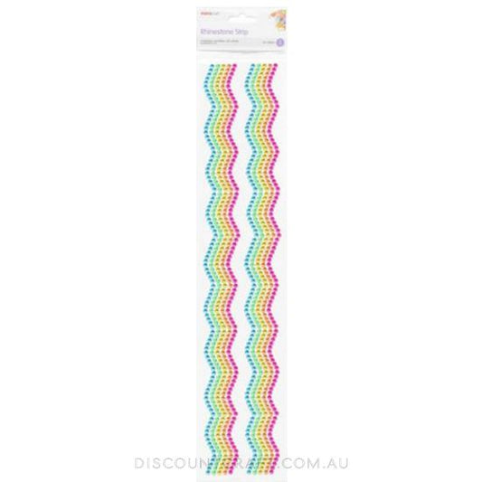 Rhinestone Borders 24mm 28cm 2 Strips - Rainbow Zig Zags