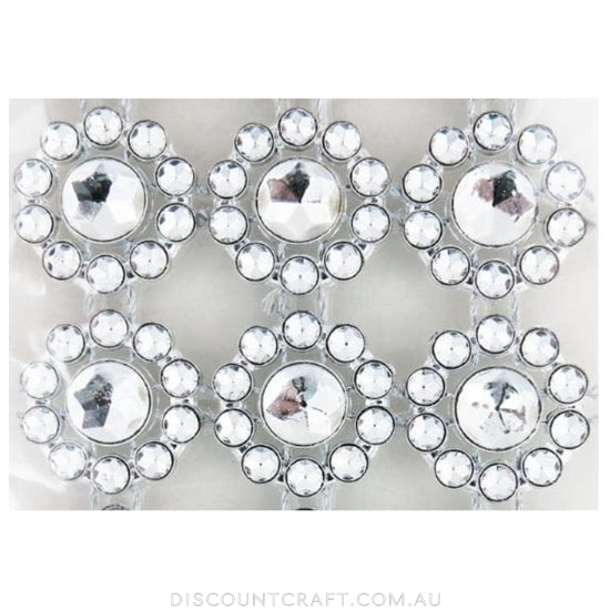 Rhinestone Borders 15mm 30cm 3 Strips - Clear Flowers