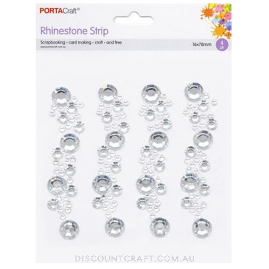 Rhinestone Borders Cluster 16mm 7.5cm 4 Strips - Clear