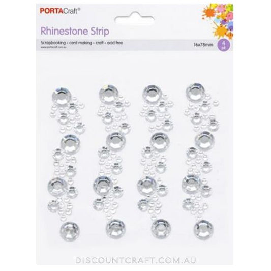 Rhinestone Borders Cluster 16mm 7.5cm 4 Strips - Clear