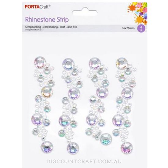 Rhinestone Borders Cluster 16mm 7.5cm 4 Strips - Iridescent