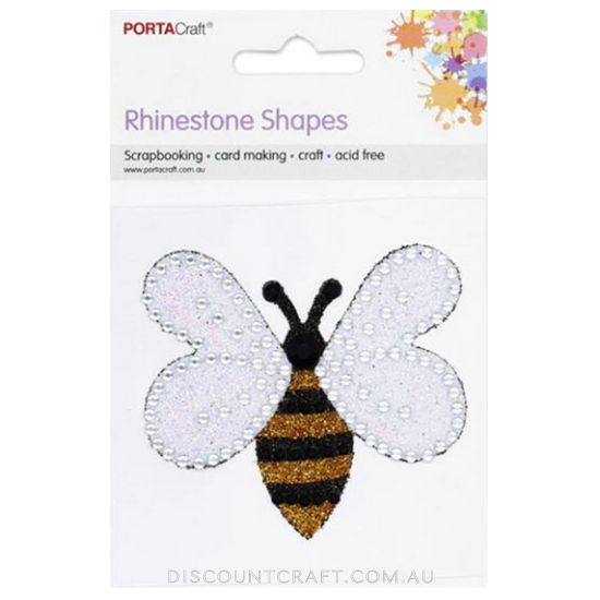 Bee Rhinestone Decal with Glitter 52mm x 47mm