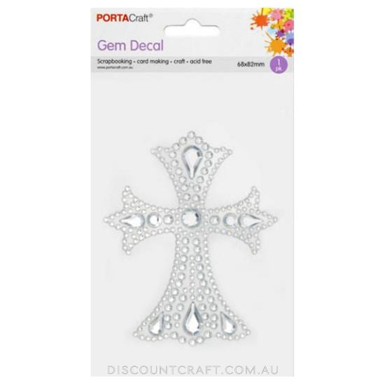 Cross Rhinestone Decal 68x82mm - Clear