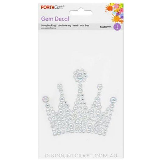 Crown Rhinestone Decal 68x60mm - Iridescent Clear