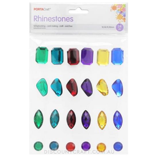 Rhinestone Decal Gems 24pk - Multicolour