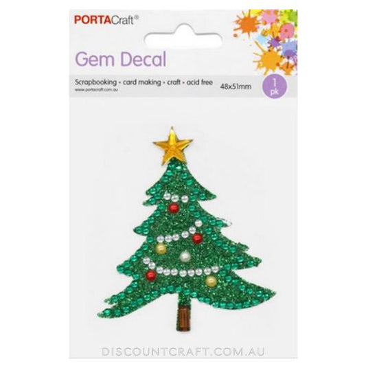 Christmas Tree Rhinestone Decal with Glitter 48x56mm
