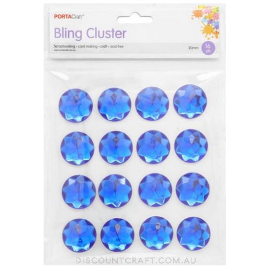 Rhinestone Sheet 20mm 16pk - Blue