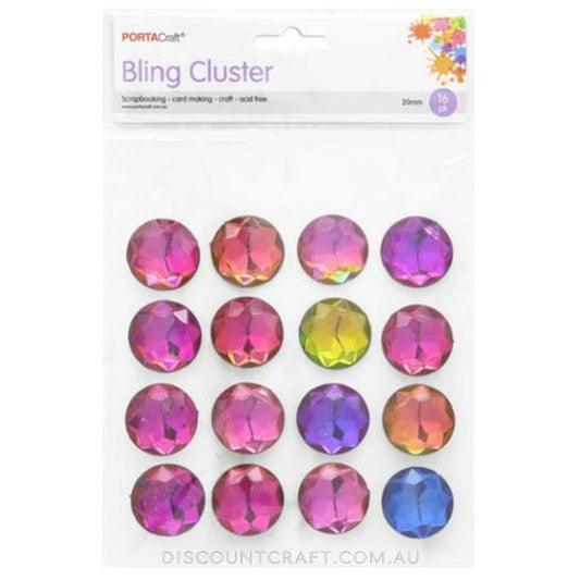 Rhinestone Sheet 20mm 16pk - Pink Rainbow