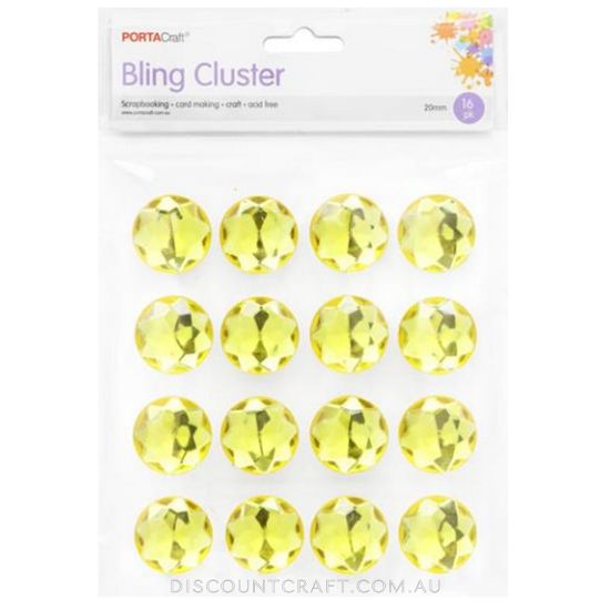 Rhinestone Sheet 20mm 16pk - Yellow
