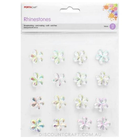 Rhinestone Flowers 14mm 32pk - Iridescent