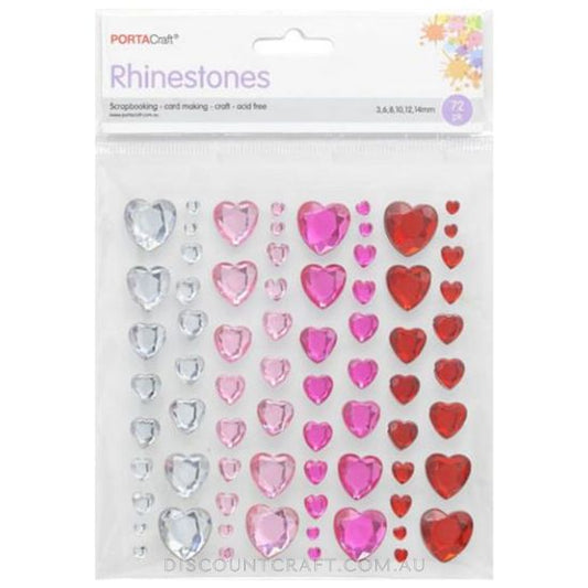 Rhinestone Sheet Hearts 3-14mm 72pk