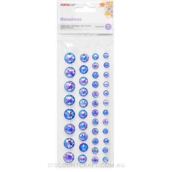 Rhinestone Sheet 5,6,8 & 10mm 42pk - Iridescent Blue - Discount Craft