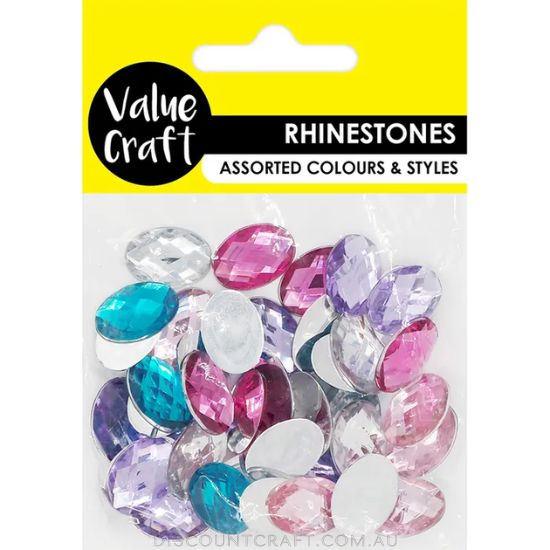 Rhinestones Oval 13x18mm Assorted 40pk Discount Craft