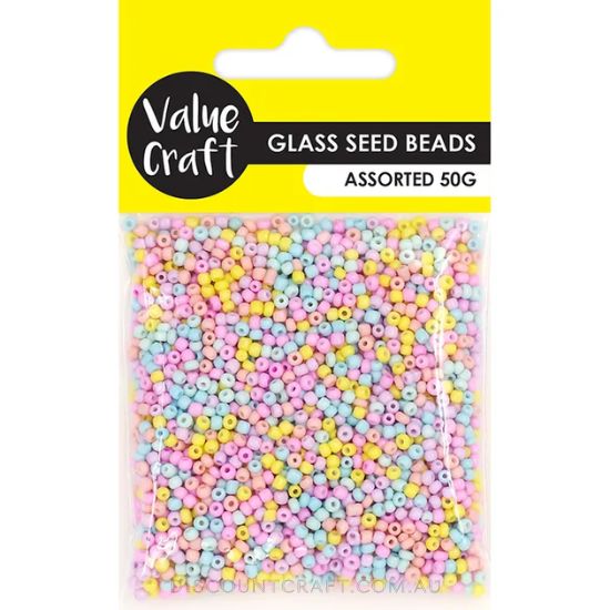 Seed Beads 2mm 50g- Pastel Mix