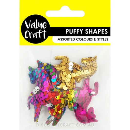 Puffy Shapes 4pk - Unicorns