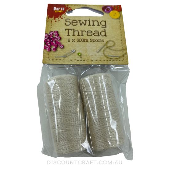 Sewing Thread 500m 2pk - Ecru/Natural