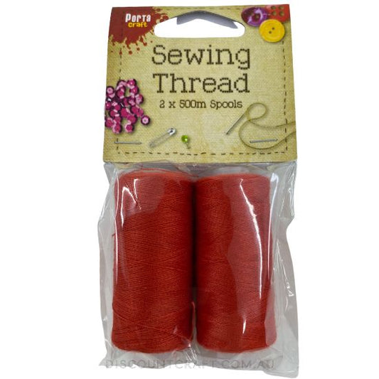 Sewing Thread 500m 2pk - Red