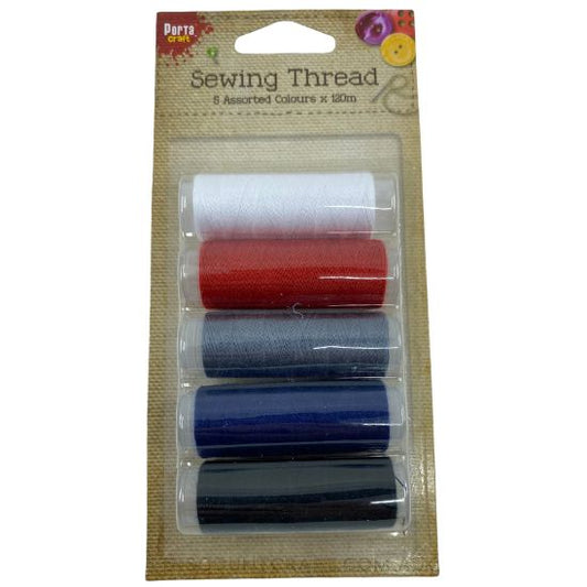 Sewing Thread Assorted 120m 5pk