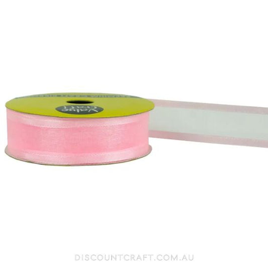 Sheer Ribbon with Satin Edge 22mm 5m - Baby Pink