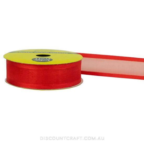 Sheer Ribbon with Satin Edge 22mm 5m - Red