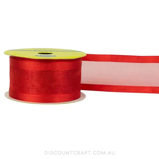 Sheer Ribbon with Satin Edge 38mm 3m - Red