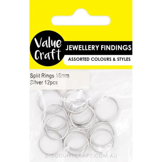 Split Rings 16mm 12pk - Silver