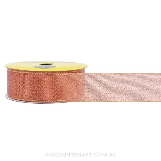 Nylon Taffeta Ribbon 25mm 3m - Metallic Rose Gold