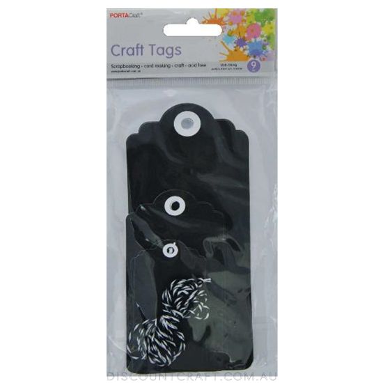 Tags with String 3 Sizes - Black