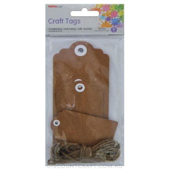 Tags with String 3 Sizes - Kraft - Discount Craft