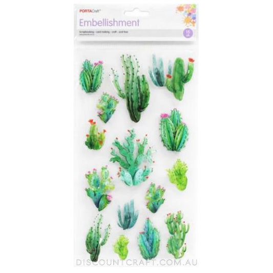 Cactus Transparent Embellishments - 15pk