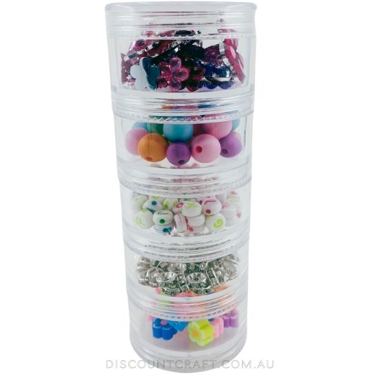 Craft Storage Box - Round Stackable 50mm 5pc