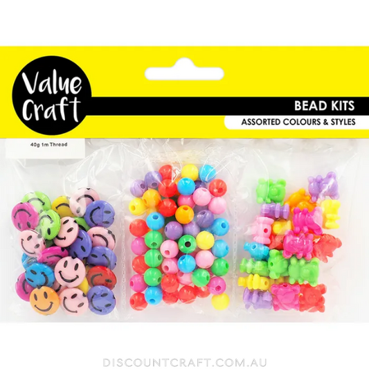 Assorted Bead Pack with Thread - 40g