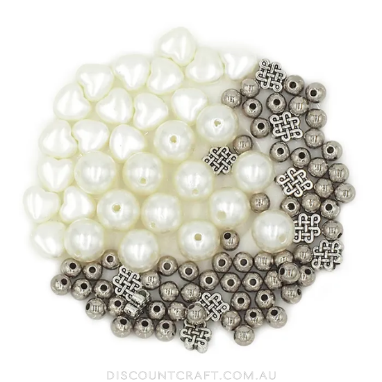 Assorted Pearl Bead Pack with Thread 100pk