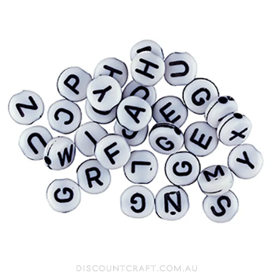 Alphabet Beads Round - Black & White 20g