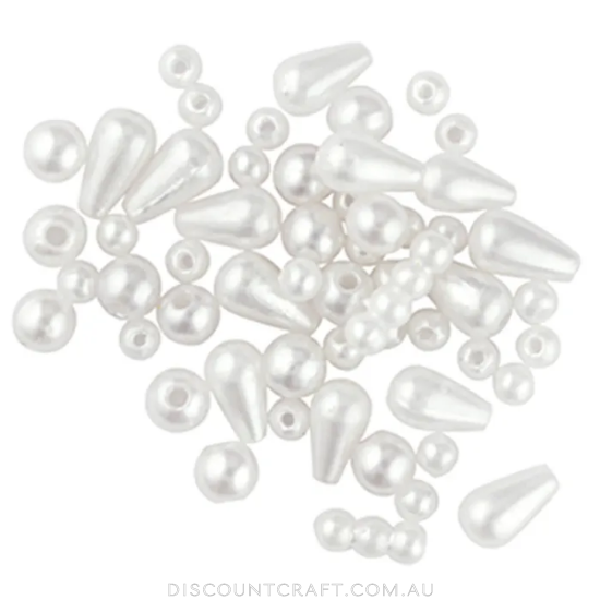 Pearl Drops Beads - 25g - White