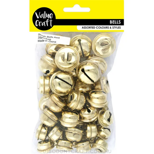 Sleigh Bells - Assorted Sizes 35pk - Gold