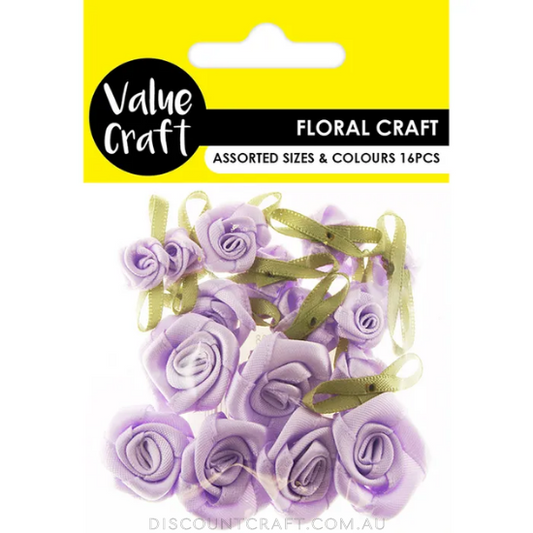 Ribbon Flowers Assorted Sizes 16pk - Light Orchid