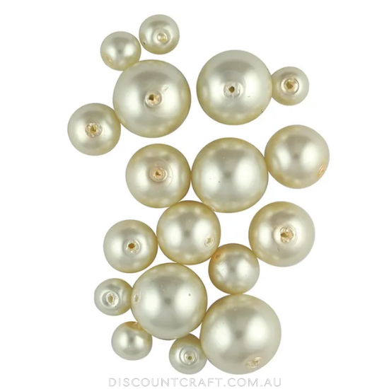 Glass Pearl Beads - Assorted Sizes 49pk - Ivory