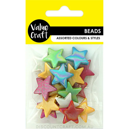 Plastic Star Beads - 25g 20mm Assorted Colours