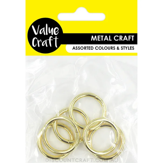Metal Rings - Gold 25mm 6pk