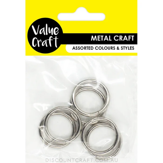 Metal Rings - Silver 25mm 6pk