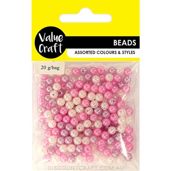 Plastic Pearl Beads 6mm 20g
