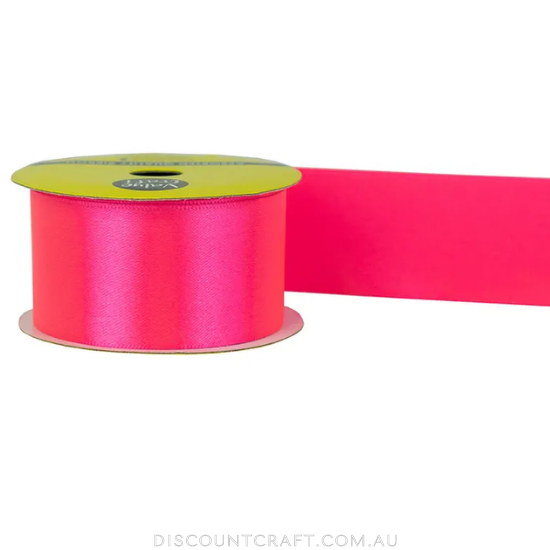 Polyester Satin Ribbon 38mm 3m - Fluoro Pink