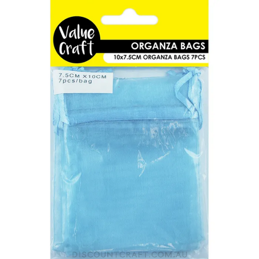 Mini Organza Bags 7pk- 10cm x 7.5cm - Blue