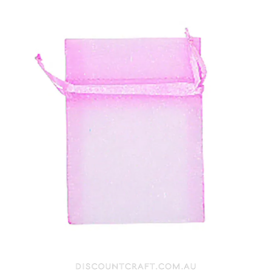 Mini Organza Bags 7pk- 10cm x 7.5cm - Baby Pink