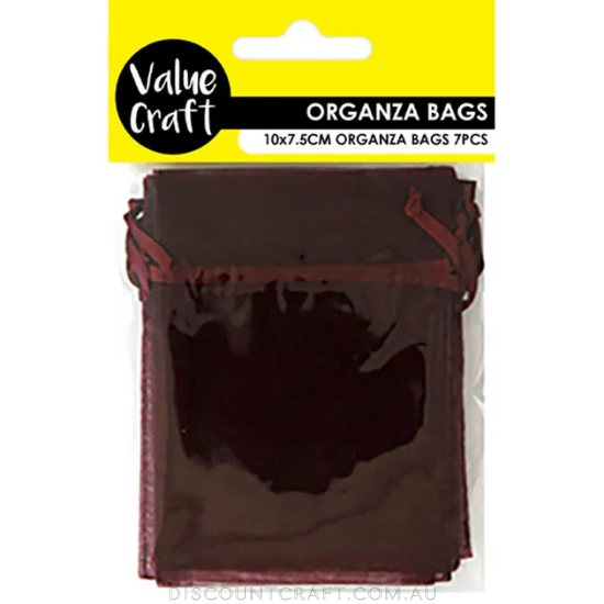 Mini Organza Bags 7pk- 10cm x 7.5cm - Burgundy
