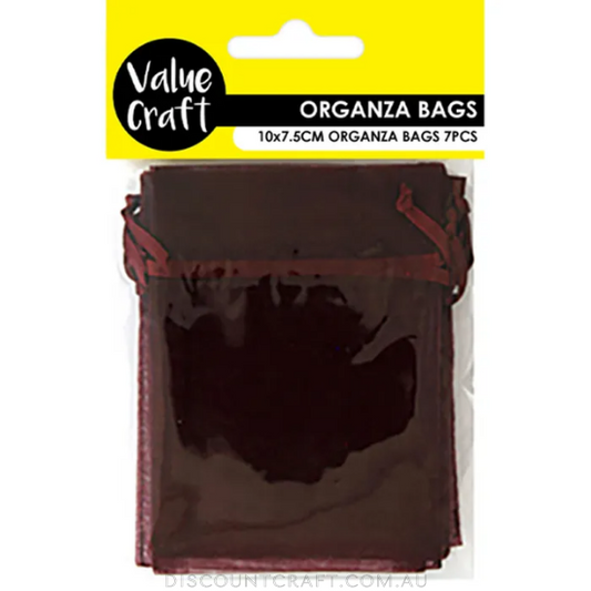 Mini Organza Bags 7pk- 10cm x 7.5cm - Burgundy