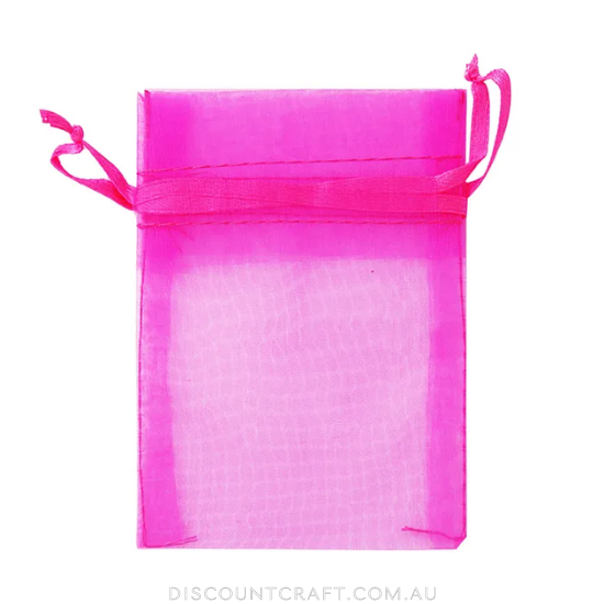 Mini Organza Bags 7pk- 10cm x 7.5cm - Hot Pink